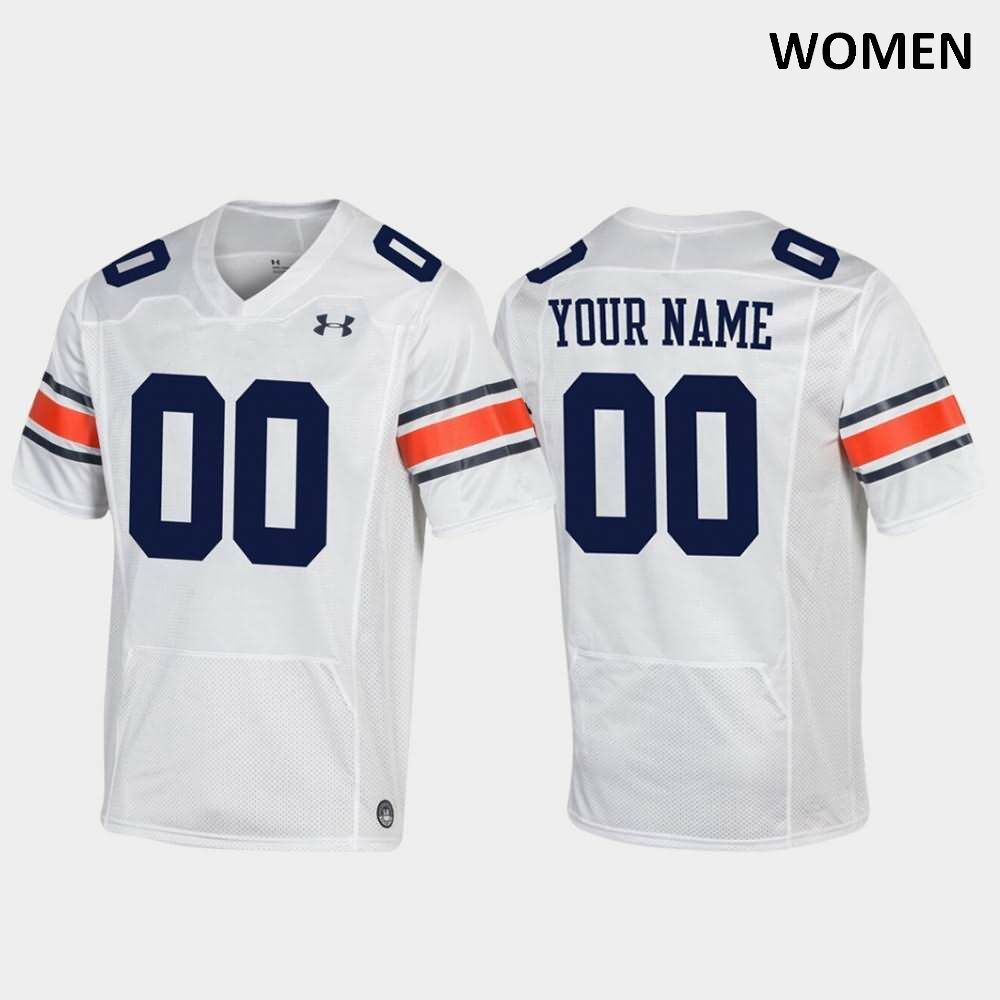 Auburn Tigers Women's Custom #00 White Under Armour Stitched College Replica NCAA Authentic Football Jersey ITE6574PB